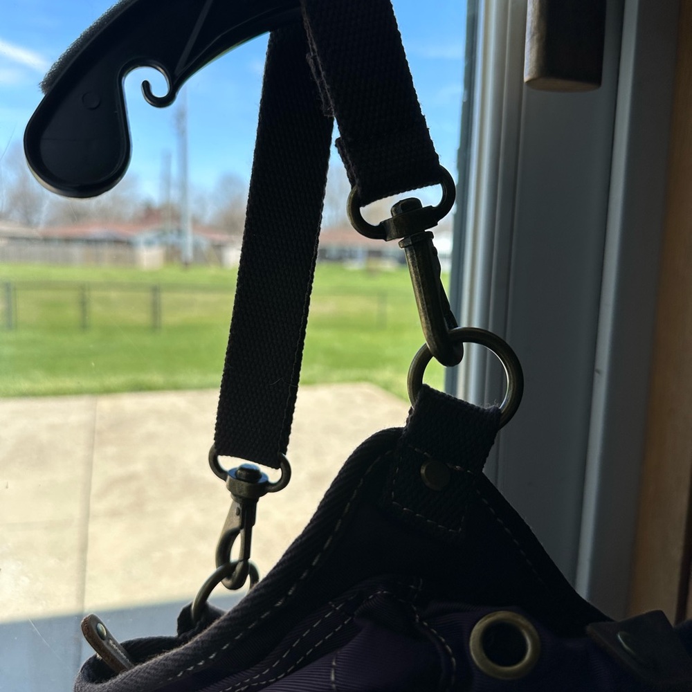 Purple Canvas Crossbody Sling Bag - Picture 12 of 15